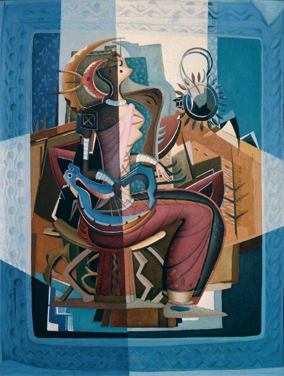 Alexis Preller, Woman with a Lyre, 1956. Oil on canvas. 152 x 122 cm. Private Collection